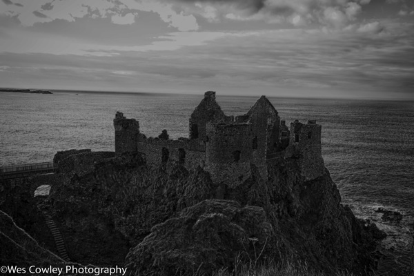 Dunluce castle hdr bw